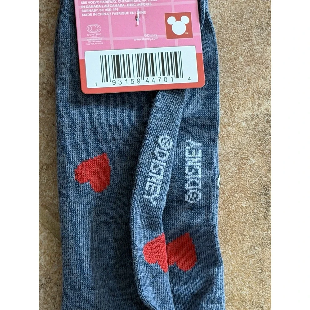 Disney Valentine Mickey Mouse as Cupid Gray Crew Socks Women's Size 6-12